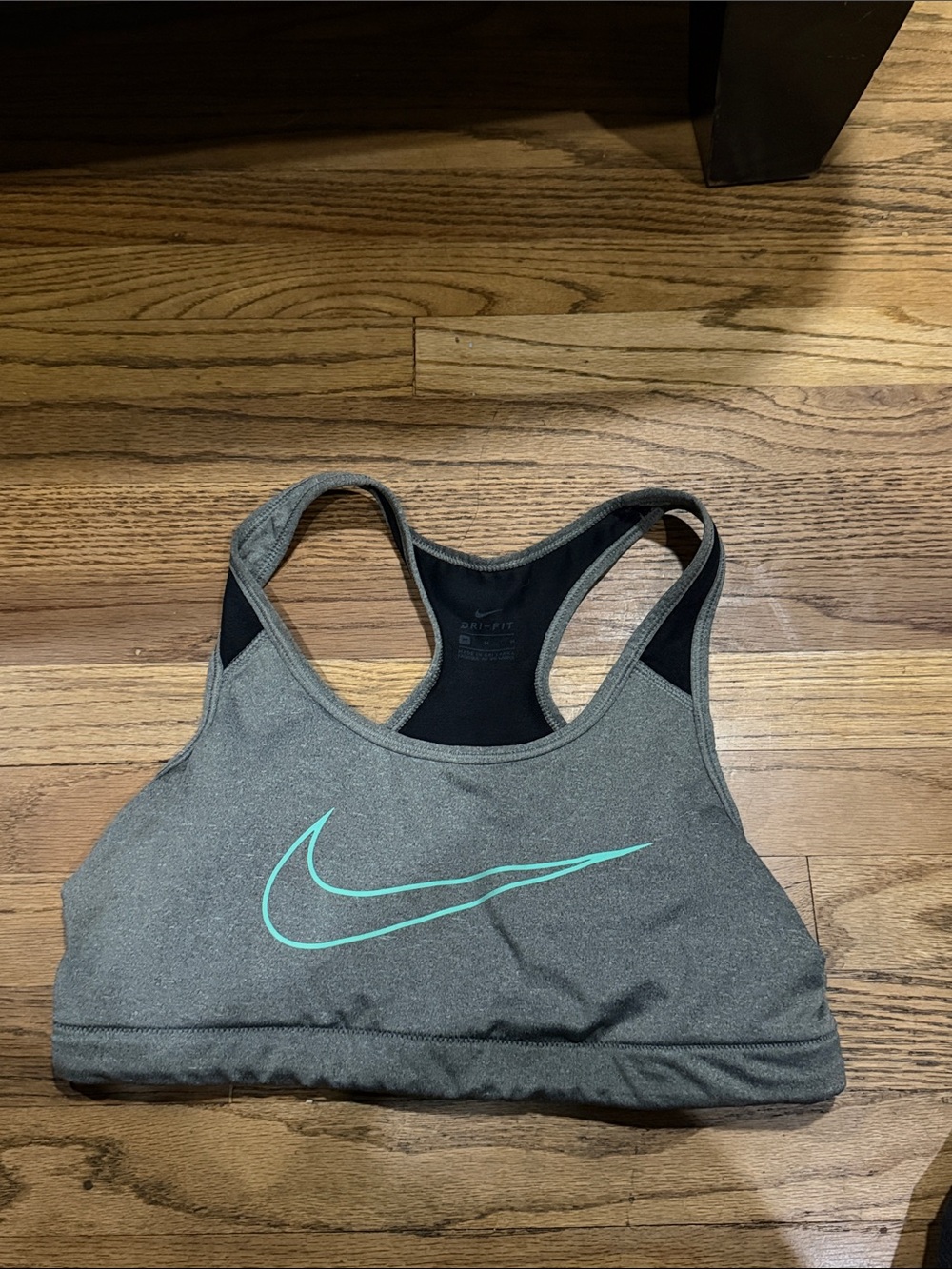 Nike Gray Sports Bra with Teal Swoosh
